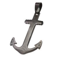 Rustfrit stål smykker Vedhæng, Stainless Steel, Anchor, sort, 38x28x1mm, Solgt af PC