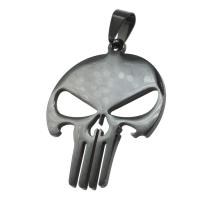 Rustfrit stål kraniet Pendler, Stainless Steel, Skull, sort, 41x32x1mm, Solgt af PC