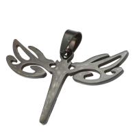 Stainless Steel korut Riipukset, Ruostumaton teräs, Dragonfly, musta, 28x45x1mm, Myymät PC