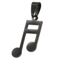 Nerezová ocel Šperky Přívěsky, Nerez, Music Note, černý, 28x16x1mm, Prodáno By PC