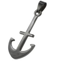 Rustfrit stål smykker Vedhæng, Stainless Steel, Anchor, sort, 41x22x1mm, Solgt af PC