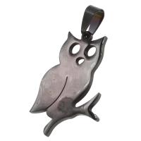 Rostfritt stål Animal Hängen, ROSTFRITT STÅL, Owl, svart, 33x25x1mm, Säljs av PC