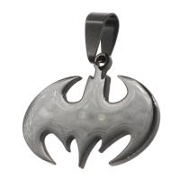 Rustfrit stål smykker Vedhæng, Stainless Steel, Bat, sort, 22x29x1mm, Solgt af PC