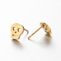 Stainless Steel Stud Øreringe, Skull, forgyldt, mode smykker & for kvinde, flere farver til valg, Solgt af par