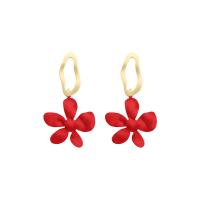 Zinc Alloy Drop Earrings Flower painted for woman Sold By Lot