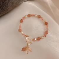 Quartz Armbånd, Strawberry Quartz, med Plastic Pearl & Zinc Alloy, mode smykker & for kvinde, Længde 6.69 inch, Solgt af PC