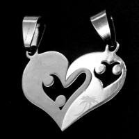 Stainless Steel Couple Pendants Heart original color Sold By PC