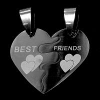 Stainless Steel Couple Pendants Heart original color Sold By PC