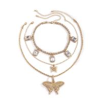 Collana Multi strato, lega in zinco, with ferro, placcato, per la donna & con strass, nessuno, Venduto da set