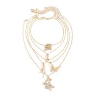 Collana Multi strato, lega in zinco, placcato, multistrato & per la donna & con strass, nessuno, Venduto da set