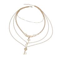 Mode Multi laag ketting, Zinc Alloy, Achter slot en grendel, plated, multilayer & voor vrouw, gouden, Verkocht door PC