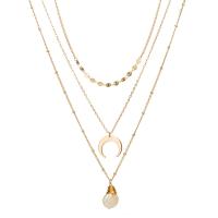 Collier de mode Multi couche, alliage de zinc, avec perle de plastique, lune, Placage de couleur d'or, bijoux de mode & pour femme, doré, Vendu par PC