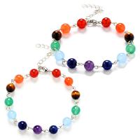 Gemstone Bracciali, pietra preziosa, with 1.96inch extender chain, Cerchio, materiali diversi per la scelta & unisex, 8mm, Venduto per Appross. 7 pollice filo