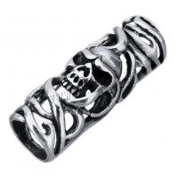 Charme de lame en acier inoxydable, avec motif de crâne & creux & noircir, 34x13x13mm, Trou:Environ 9mm, 10PC/lot, Vendu par lot