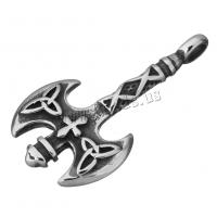 Rozsdamentes acél Ékszerek Medálok, Stainless Steel, Axe, megfeketedik, 23x44x4mm, Lyuk:Kb 4mm, 10PC-k/Lot, Által értékesített Lot