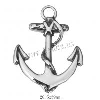 Rustfrit stål smykker Vedhæng, Stainless Steel, Anchor, nautiske mønster & sværte, 28.50x39x4mm, Hole:Ca. 4mm, 10pc'er/Lot, Solgt af Lot