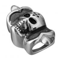 ROSTFRITT STÅL Slide Charm, Skull, svärta, 33x19x13mm, Hål:Ca 12x7mm, 10PC/Lot, Säljs av Lot