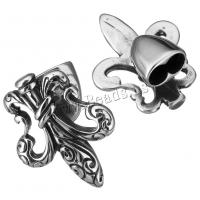 Cruach dhosmálta Torthaí Clasp Leathar Band, Fleur-de-lis, blacken, 26x32x19mm, Poll:Thart 10x5mm, 10ríomhairí pearsanta/Lot, Díolta De réir Lot