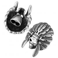 ROSTFRITT STÅL Läder Band Lås Resultat, Skull, svärta, 29x39x18mm, Hål:Ca 10x5mm, 10PC/Lot, Säljs av Lot