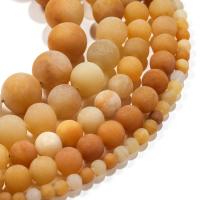 Perles en jade, jaune de jade, Rond, poli, Naturel & normes différentes pour le choix & givré, Vendu par 14.96 pouce brin