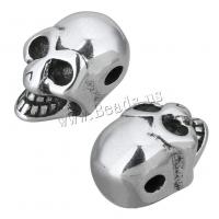 Rostfritt stål pärlor, ROSTFRITT STÅL, Skull, svärta, 8x7x13mm, Hål:Ca 2mm, 10PC/Lot, Säljs av Lot