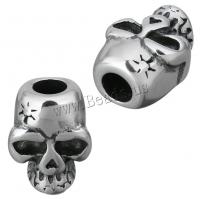 Stainless Steel Leather Band Clasp Findings Skull without troll & blacken Approx 4.5mm Sold By Lot