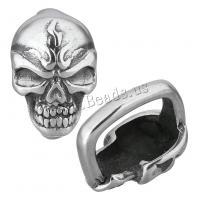 Rustfrit stål Skub charme, Stainless Steel, Skull, sværte, 10.50x16x13mm, Hole:Ca. 7x12mm, 10pc'er/Lot, Solgt af Lot