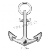 Rustfrit stål smykker Vedhæng, Stainless Steel, Anchor, nautiske mønster, 21x29x4.50mm, Hole:Ca. 3.5mm, 10pc'er/Lot, Solgt af Lot