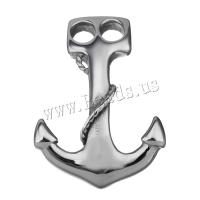 Stainless Steel Lås Fund, Anchor, oprindelige farve, 31.50x43.50x9mm, Hole:Ca. 6mm, 10pc'er/Lot, Solgt af Lot