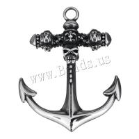 Rostfritt stål Smycken Hängen, ROSTFRITT STÅL, Anchor, ursprungliga färgen, 37x48.50x8.50mm, Hål:Ca 4mm, 10PC/Lot, Säljs av Lot