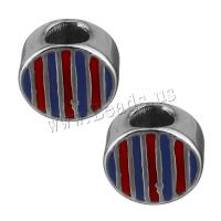 Acier inoxydable Perles Grand Hole, Plat rond, émail, couleur originale, 12.50x11x8mm, Trou:Environ 5mm, 10PC/lot, Vendu par lot