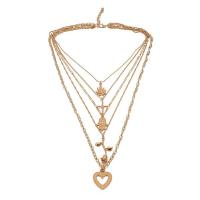 Mode Multi laag ketting, Zinc Alloy, Hart, plated, mode sieraden & multilayer & voor vrouw, gouden, Verkocht door PC