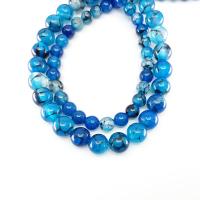 Natuurlijke Dragon Veins Agaat kralen, Ronde, gepolijst, DIY & verschillende grootte voor keus, blauw, Per verkocht 14.96 inch Strand