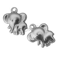 Rustfrit stål Animal Pendler, Stainless Steel, Elephant, oprindelige farve, 11.50x14x3.50mm, Hole:Ca. 1.5mm, 100pc'er/Lot, Solgt af Lot