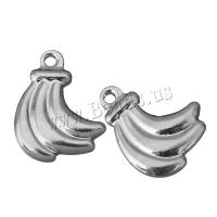 Ciondoli gioielli in acciaio inox, Banana, colore originale, 12x15x3mm, Foro:Appross. 1.5mm, 100PC/lotto, Venduto da lotto