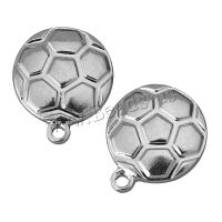 Bijoux pendentifs en acier inoxydable , Football, couleur originale, 13x15.50x3.50mm, Trou:Environ 1.5mm, 100PC/lot, Vendu par lot