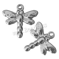 Roestvrij stalen sieraden Hangers, Roestvrij staal, Dragonfly, oorspronkelijke kleur, 16x15x3.50mm, Gat:Ca 1.5mm, 100pC's/Lot, Verkocht door Lot