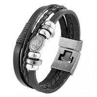 PU Armband, met Zinc Alloy, multilayer & voor de mens, meer kleuren voor de keuze, Lengte Ca 8.27 inch, Verkocht door PC