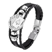 PU Armband, met Zinc Alloy, multilayer & voor de mens, meer kleuren voor de keuze, Lengte Ca 8.27 inch, Verkocht door PC