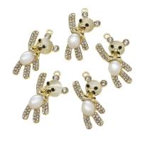 Sinc Alloy Rhinestone Pendants, le Pearl, Bear, le rhinestone, órga, 30x17x6mm, Díolta De réir PC