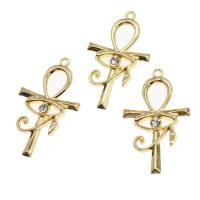 Zinklegering strass hangers, Zinc Alloy, met strass, gouden, 44x26x3mm, Verkocht door PC