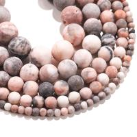 Zebra Jasper Bead, Runde, poleret, Naturligt & du kan DIY & forskellig størrelse for valg & frosted, lyserød, Solgt Per 14.96 inch Strand