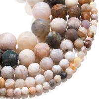 Bamboo Agate Bead, Runde, poleret, Naturligt & du kan DIY & forskellig størrelse for valg & mat, Solgt Per 14.96 inch Strand