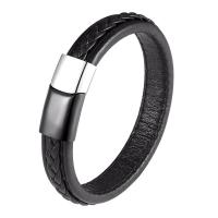 PU Leather Bracelet with Stainless Steel plated & for man Sold By PC