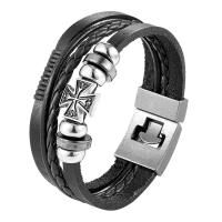 PU Armband, met Zinc Alloy, multilayer & voor de mens, meer kleuren voor de keuze, Verkocht door PC