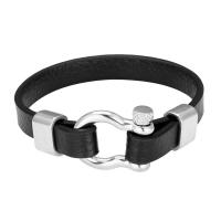 PU Leather Bracelet with 316L Stainless Steel plated dyed & for man Sold By PC