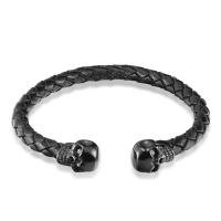 PU Manchet Bangle, met 316L roestvrij staal, plated, Verstelbare & geverfd & voor de mens, meer kleuren voor de keuze, 6mm, Verkocht door PC