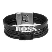 PU Armband, met Zinc Alloy, multilayer & voor de mens, meer kleuren voor de keuze, Lengte Ca 8.27 inch, Verkocht door PC