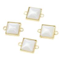 Zink Alloy Connector, med Pearl Shell, Square, gyllene, 18x12x4mm, Säljs av PC