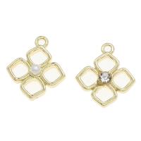 Sinc Alloy Flower Pendants, le Pearl, le rhinestone, órga, 22x17x6mm, Díolta De réir PC